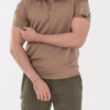 Outdoor gömlek yaka koyu bej tişört model