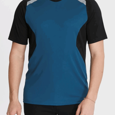 Outdoor sıfır yaka mavi siyah tişört model